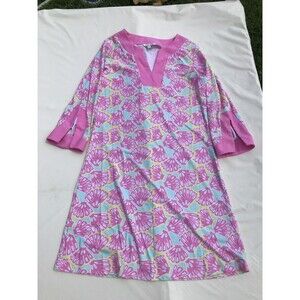 All For Color Pink and Yellow Patterned Midi Dress